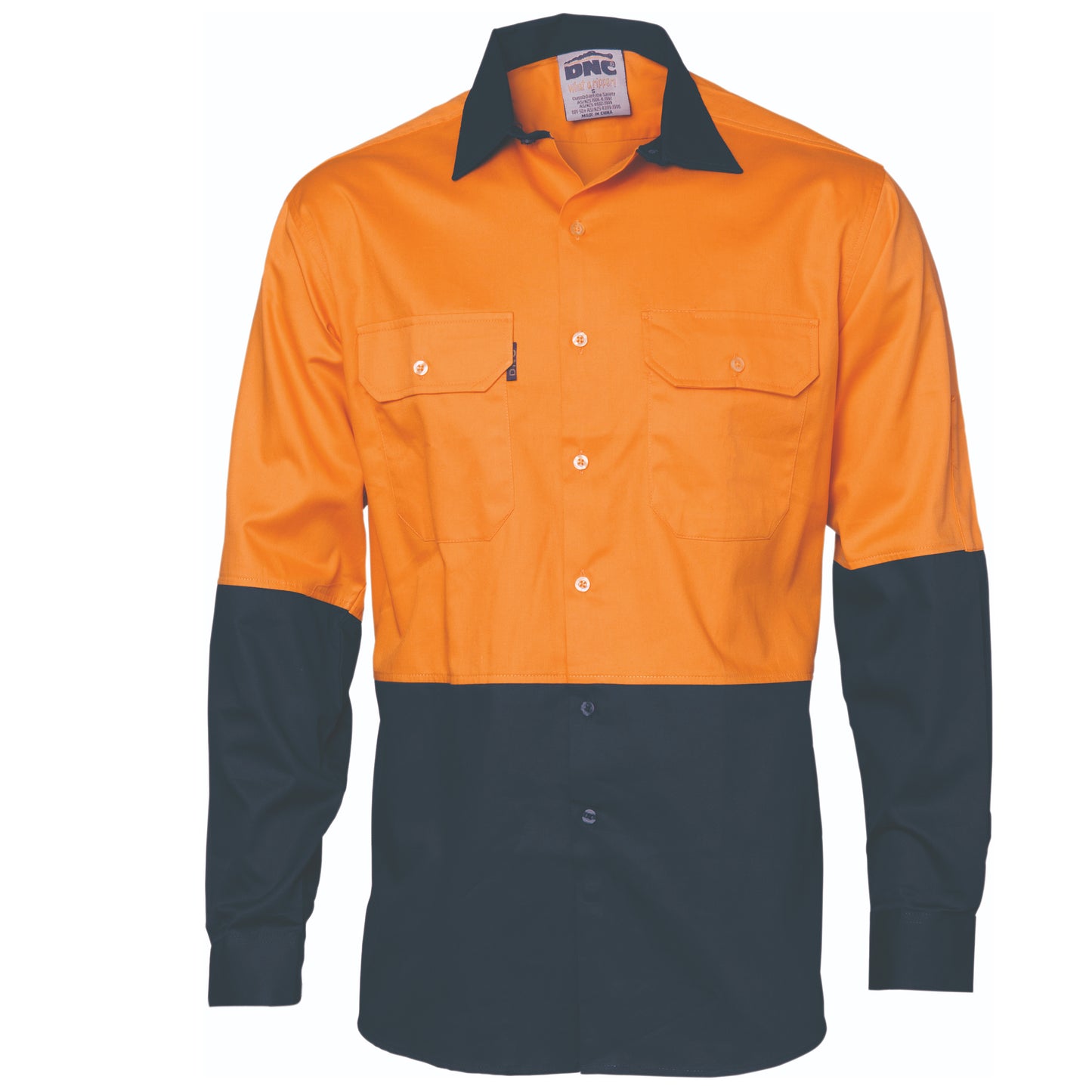 DNC HIVIS COOL-BREEZE VERTICAL VENTED LONG SLEEVE COTTON SHIRT-MEN'S