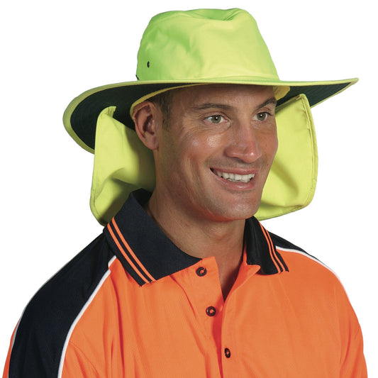 DNC HIVIS HAT WITH FLAP