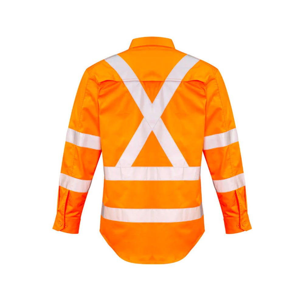 SYZMIK BGE HI VIS X BACK TAPED SHIRT ORANGE-MENS