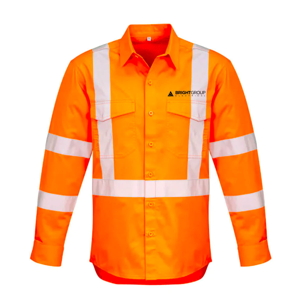 SYZMIK BGE HI VIS X BACK TAPED SHIRT ORANGE-MENS