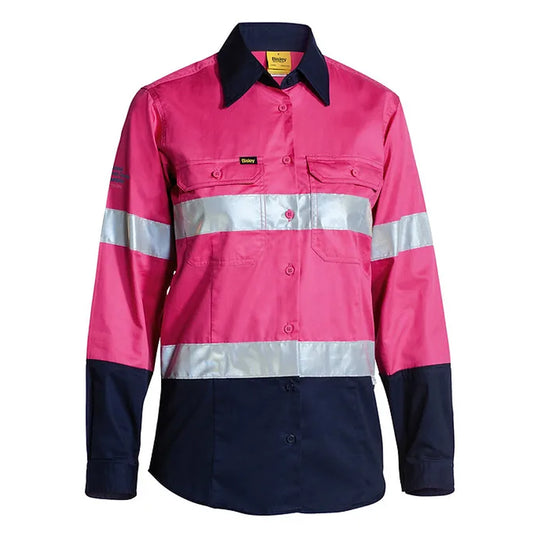 BISLEY TAPED HI VIS COOL LIGHTWEIGHT DRILL SHIRT-WOMEN'S