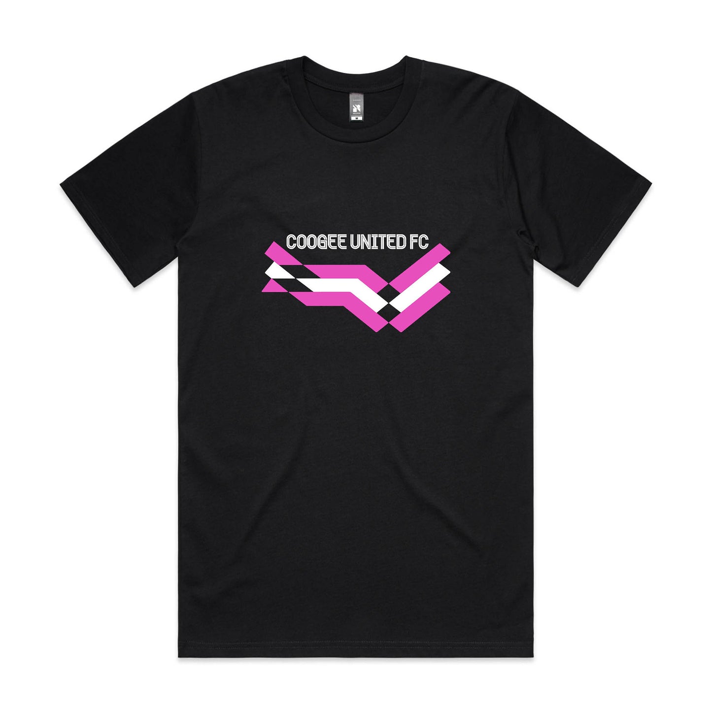 AS COLOUR COOGEE UNITED FC PINK LOGO CLASSIC TEE BLACK