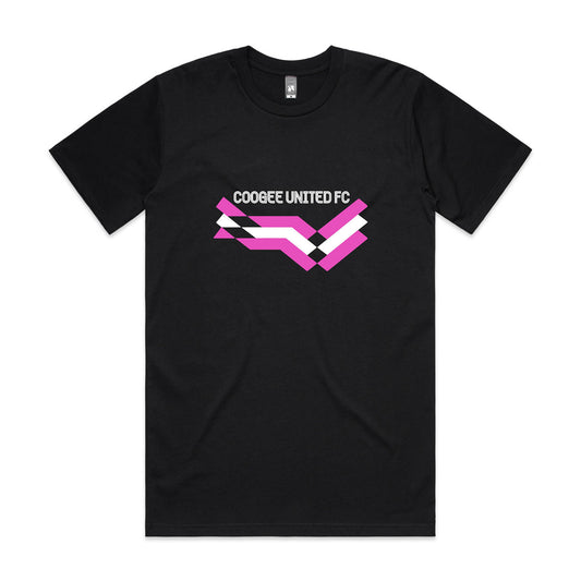 AS COLOUR COOGEE UNITED FC PINK LOGO CLASSIC TEE BLACK