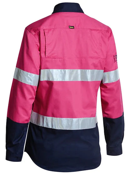 BISLEY TAPED HI VIS COOL LIGHTWEIGHT DRILL SHIRT-WOMEN'S