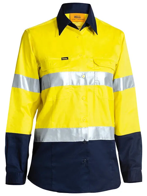 BISLEY TAPED HI VIS COOL LIGHTWEIGHT DRILL SHIRT-WOMEN'S