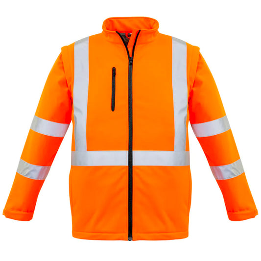 SYZMIK HI VIS 2 IN 1 X BACK SOFT SHELL JACKET ORANGE-UNISEX