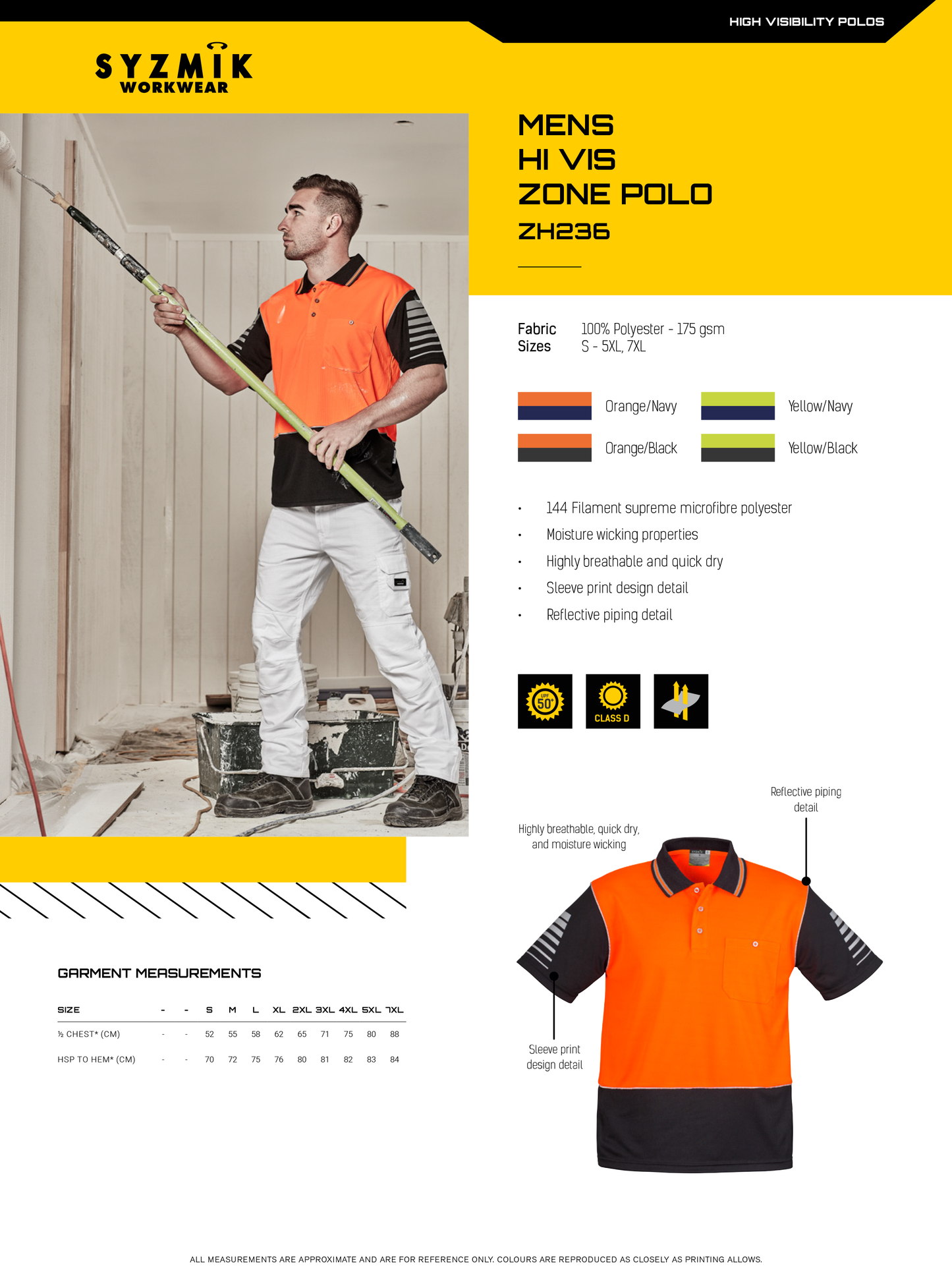 SYZMIK HI VIS ZONE POLO MENS