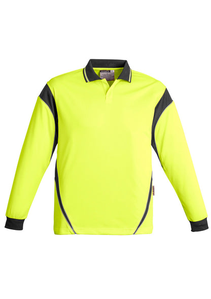 SYZMIK HI VIS AZTEC LS POLO MENS