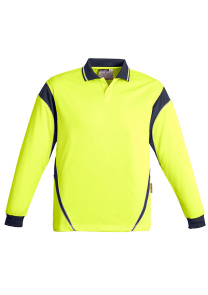 SYZMIK HI VIS AZTEC LS POLO MENS