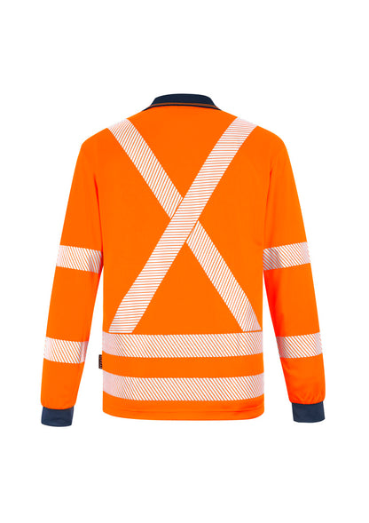 SYZMIK HI VIS SEGMENTED X BACK NSW RAIL POLO ORANGE-UNISEX