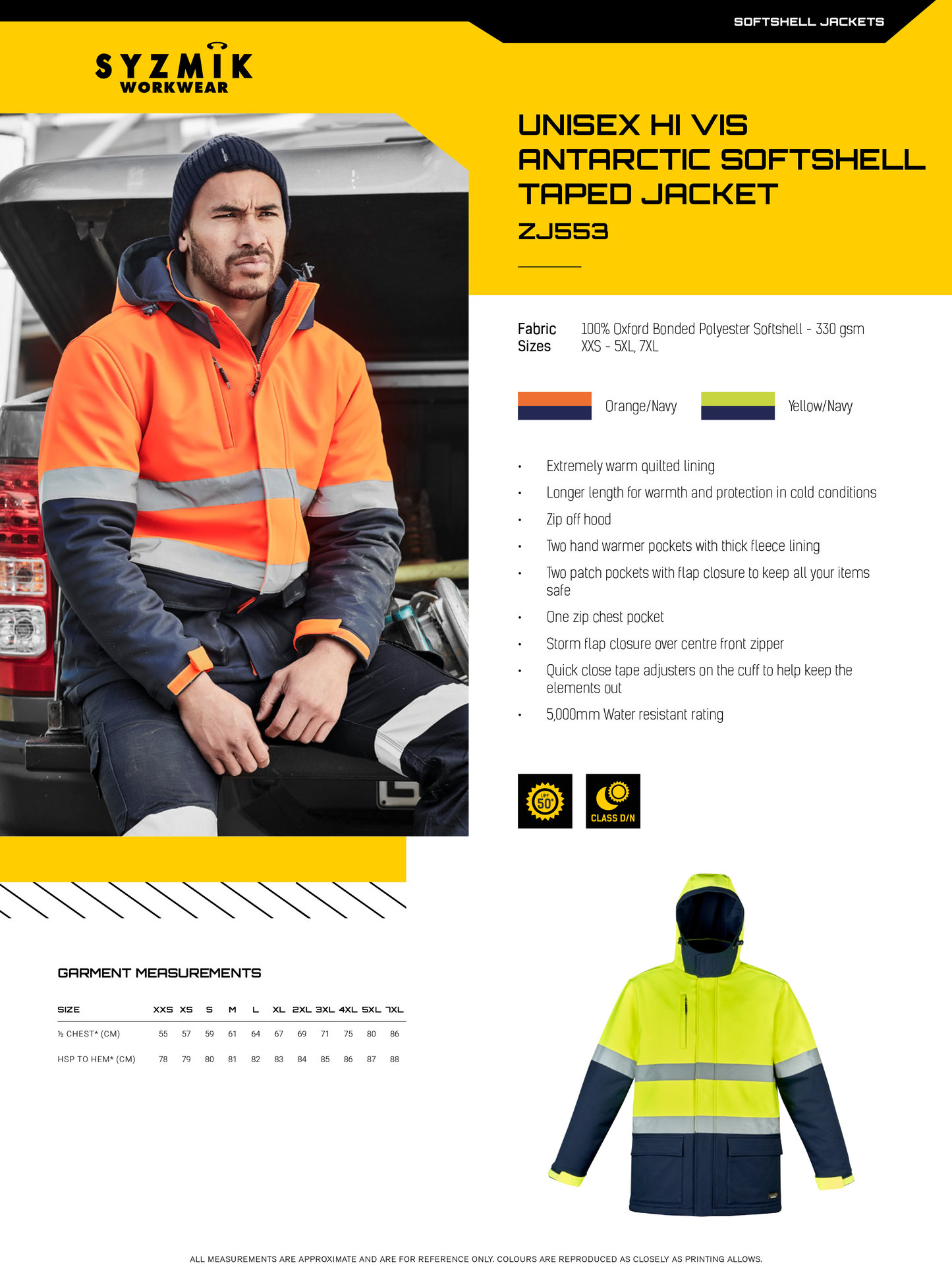 SYZMIK HI VIS ANTARCTIC SOFTSHELL TAPED JACKET UNISEX