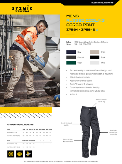 SYZMIK RUGGED COOLING CARGO REGULAR PANT MENS