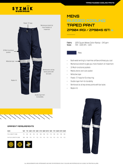 SYZMIK RUGGED COOLING TAPED STOUT PANT NAVY-MENS