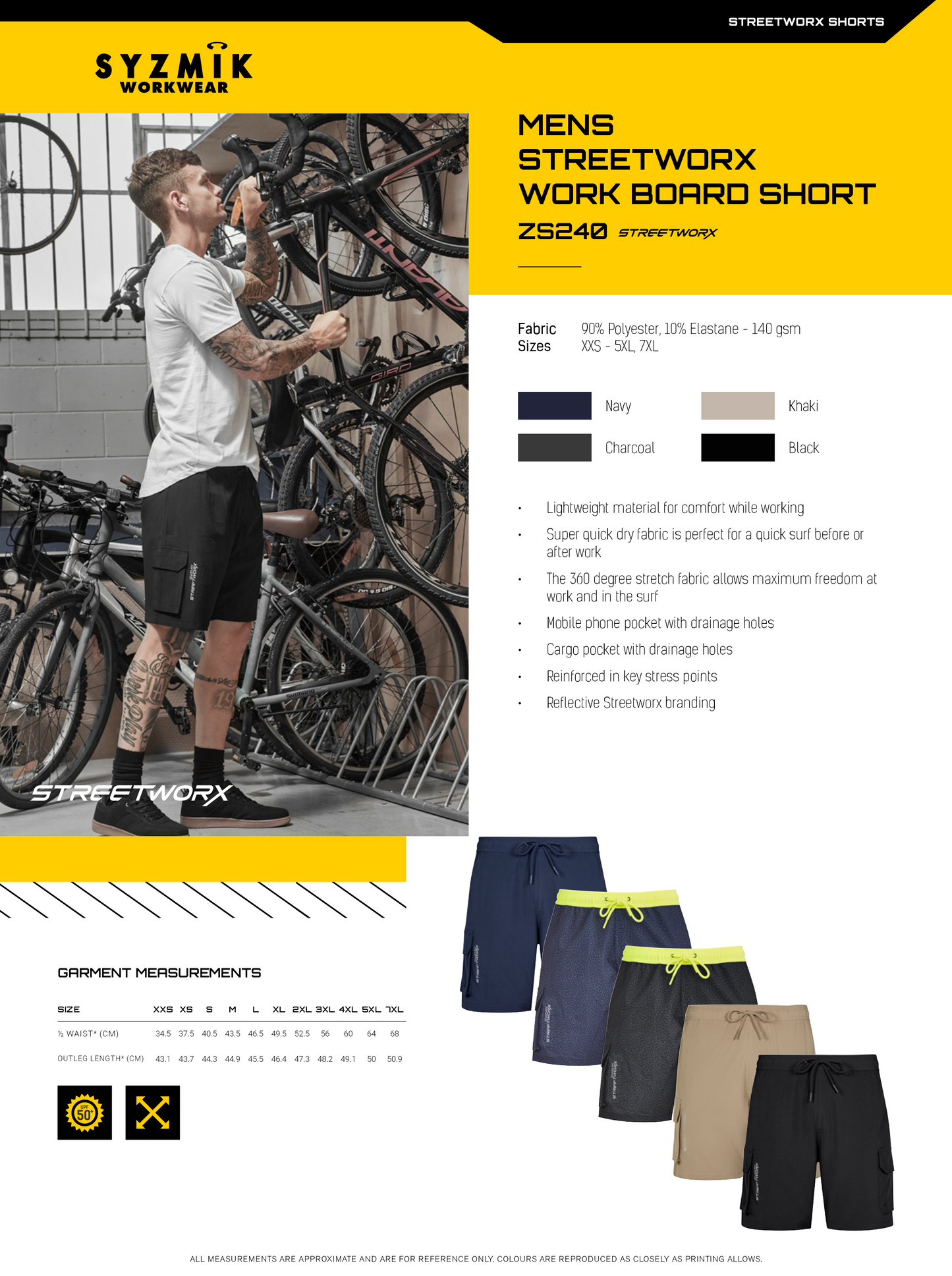 SYZMIK STREETWORX STRETCH WORK BOARD SHORT MENS