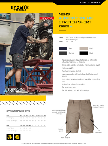 SYZMIK RUGGED COOLING STRETCH SHORT MENS