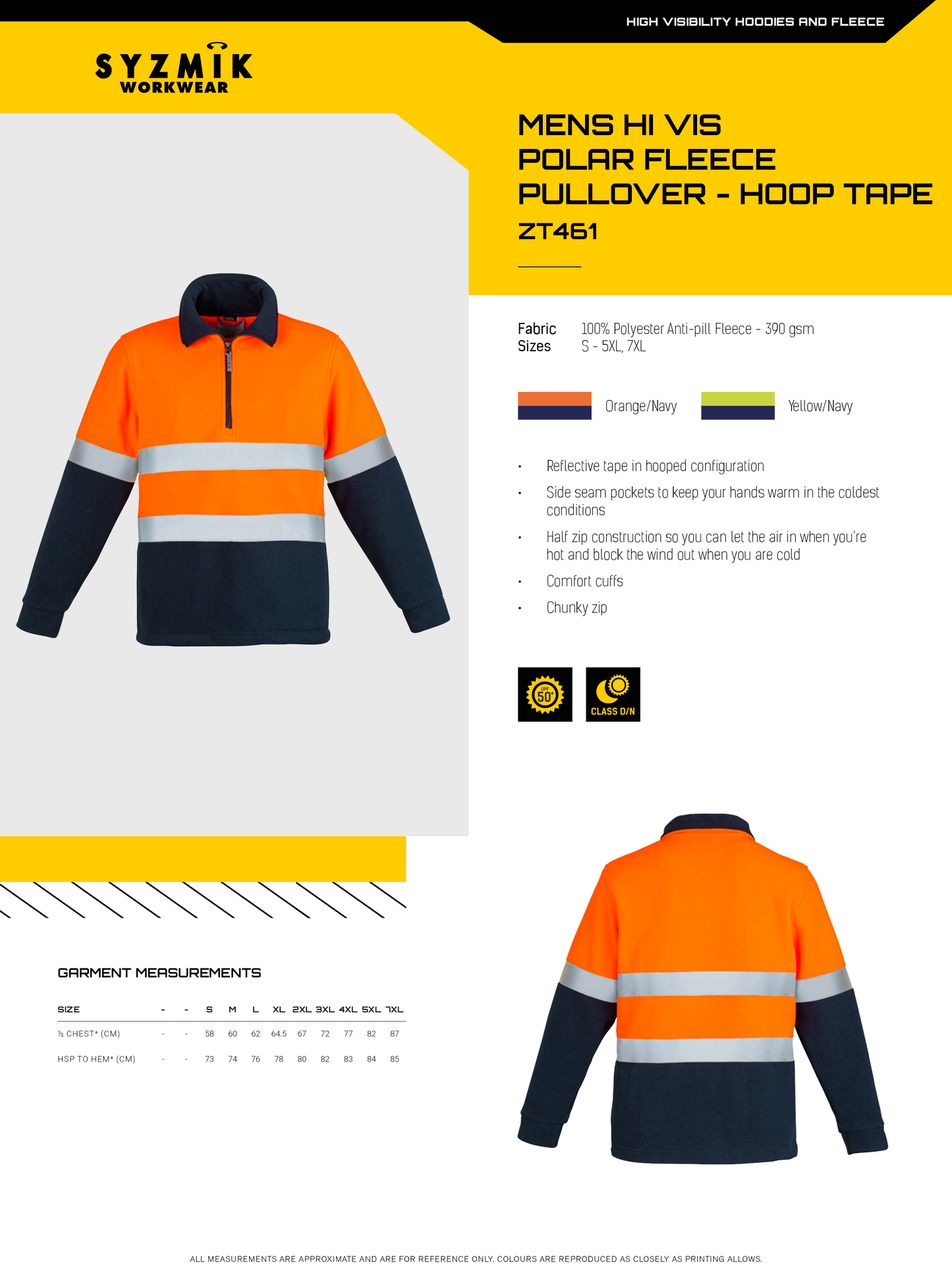 SYZMIK HI VIS POLAR FLEECE JUMPER HOOP TAPED MENS