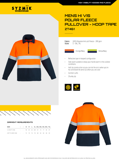 SYZMIK HI VIS POLAR FLEECE JUMPER HOOP TAPED MENS