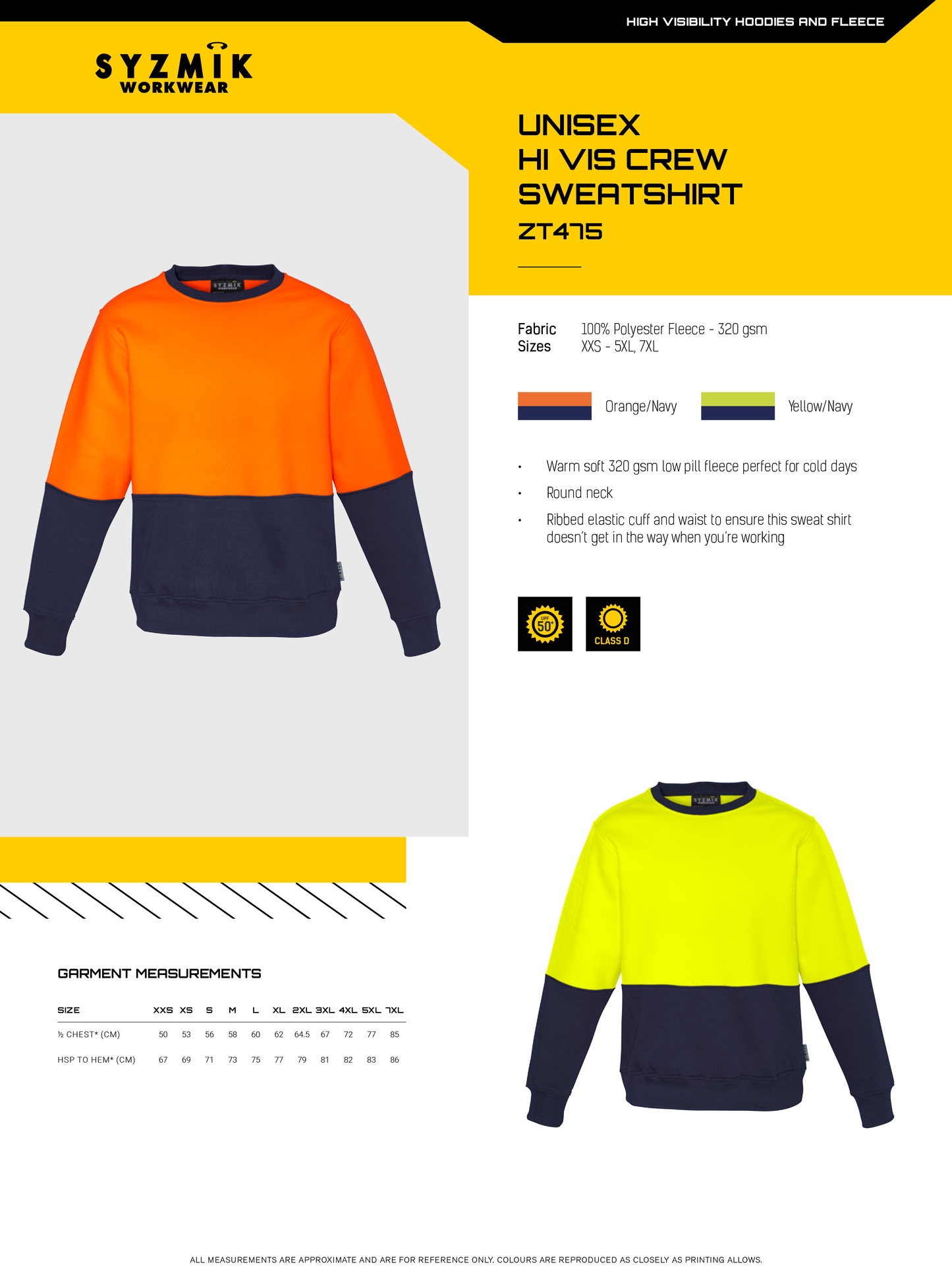 SYZMIK HI VIS CREW SWEATSHIRT UNISEX