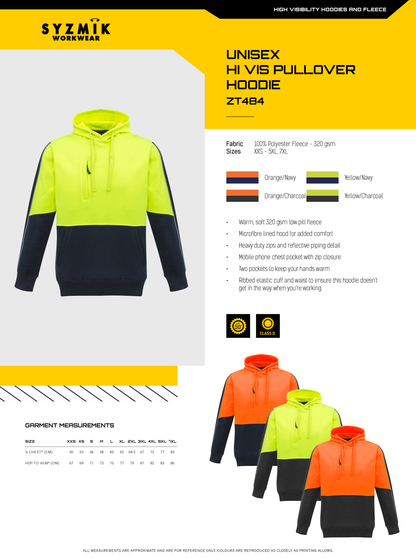 SYZMIK HI VIS PULLOVER HOODIE UNISEX