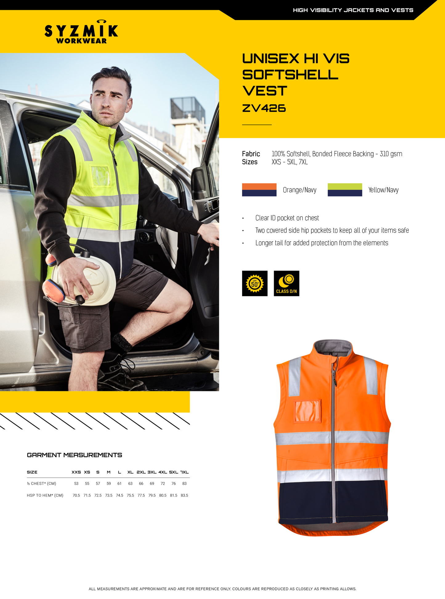 SYZMIK HI VIS SOFTSHELL VEST UNISEX