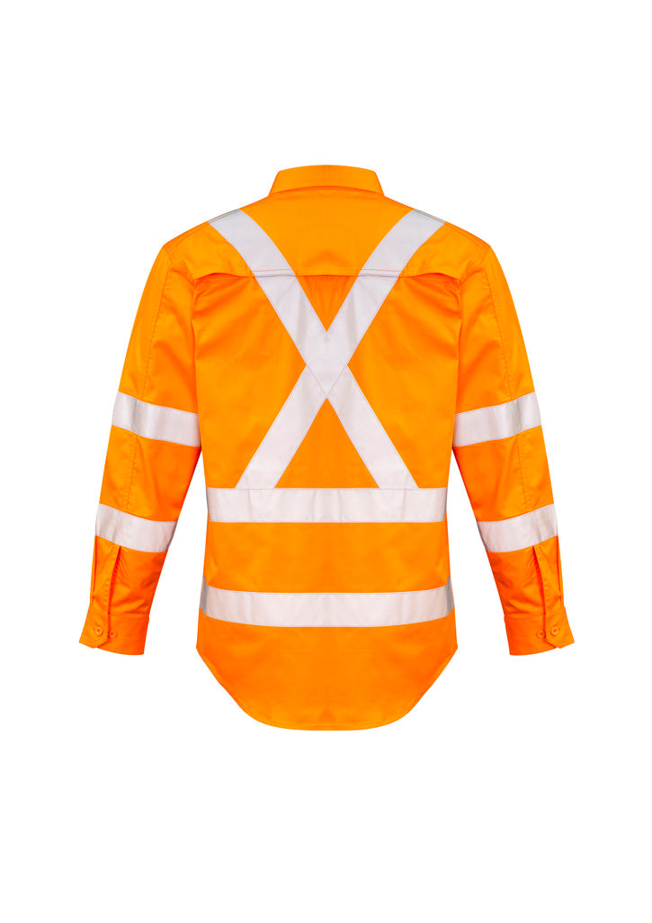 SYZMIK HI VIS X BACK TAPED SHIRT ORANGE-MENS