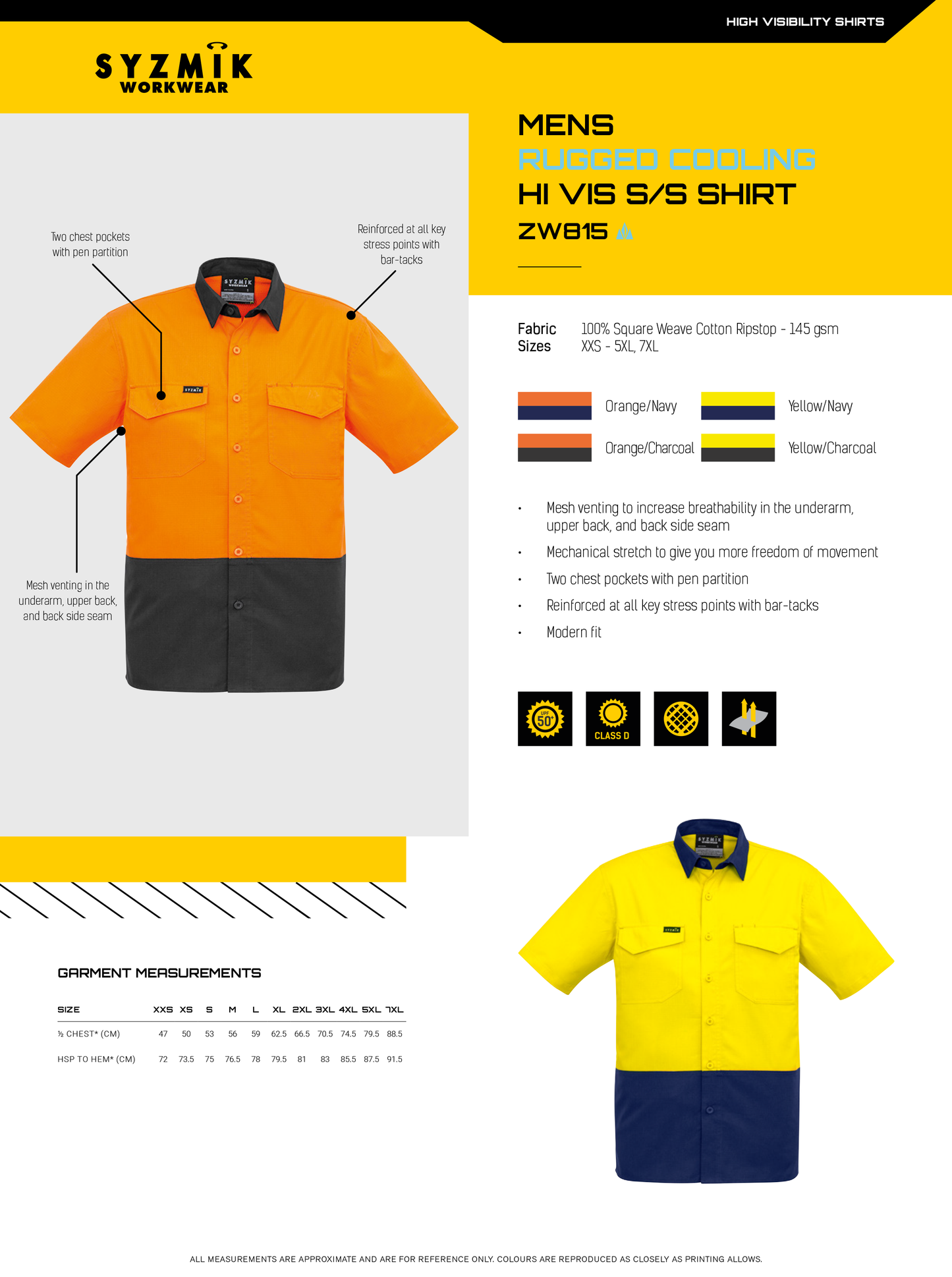 SYZMIK HI VIS RUGGED COOLING SPLICED SHIRT MENS