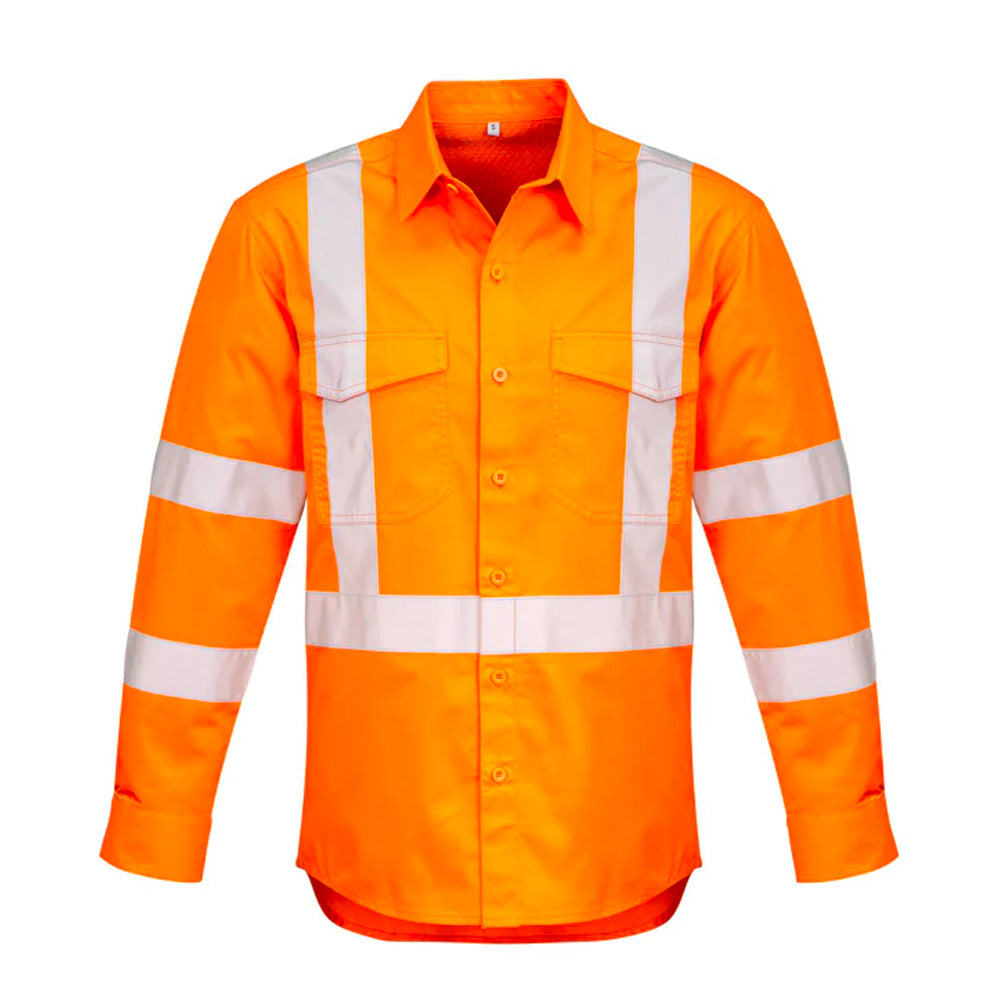 SYZMIK HI VIS X BACK TAPED SHIRT ORANGE-MENS