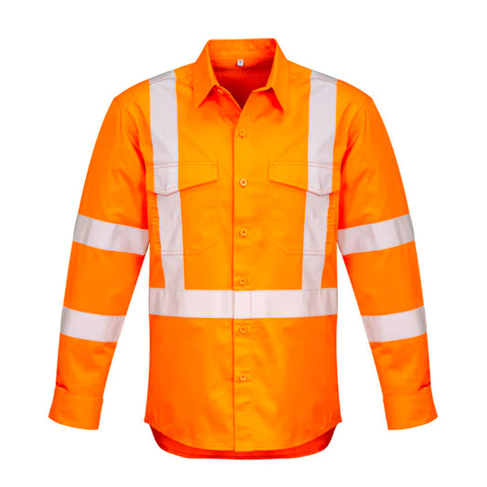 SYZMIK HI VIS X BACK TAPED SHIRT ORANGE-MENS