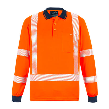 SYZMIK HI VIS SEGMENTED X BACK NSW RAIL POLO ORANGE-UNISEX